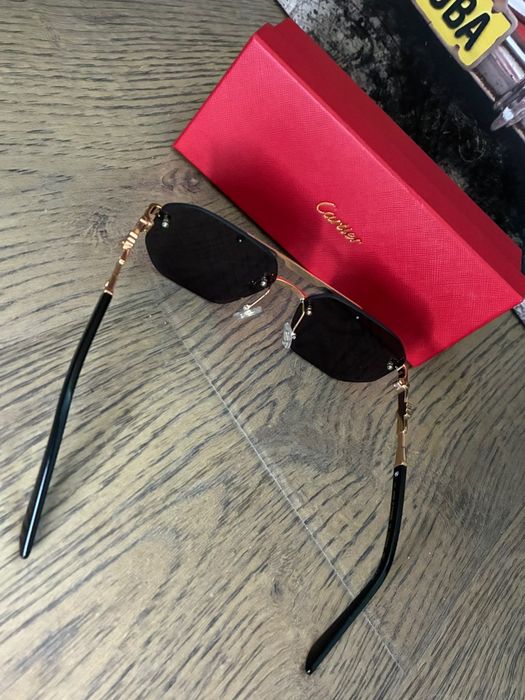 Ochelari de Soare Cartier Rimless Panthère Gold – Noi cu Cutie