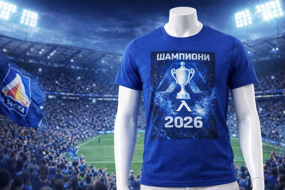 Тениски Левски Шампион 2026 – за истинските сини фенове!