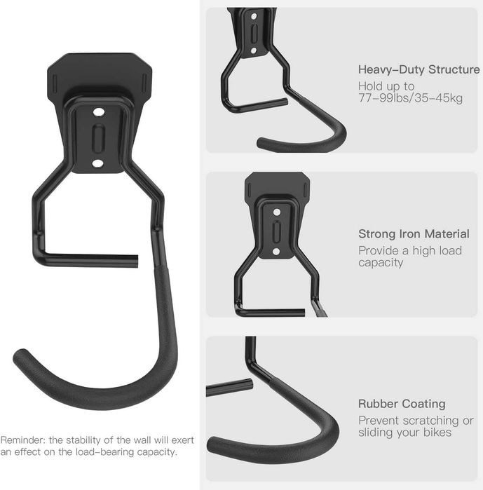 Carlig suport bicicleta, Housolution, pe perete, reglabil, set de 2