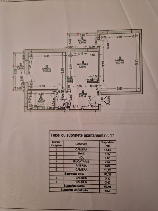 Apartament 2 camere  57 de m decomandat