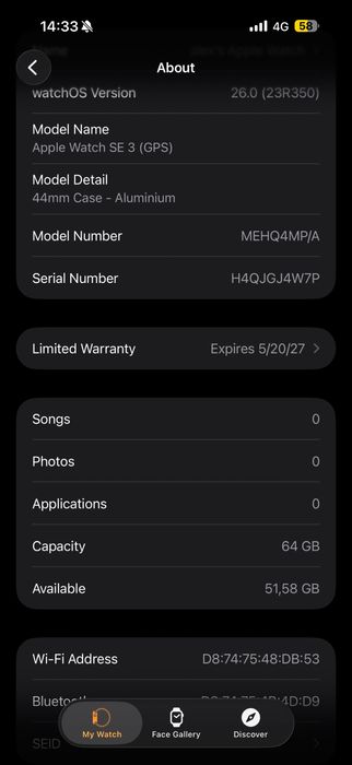 Apple watch se 3 44mm 64gb 100% бат. Midnight Гаранция