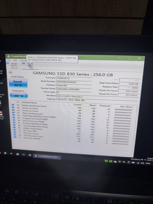 Ssd Samsung 830 Series 256 gb 100%