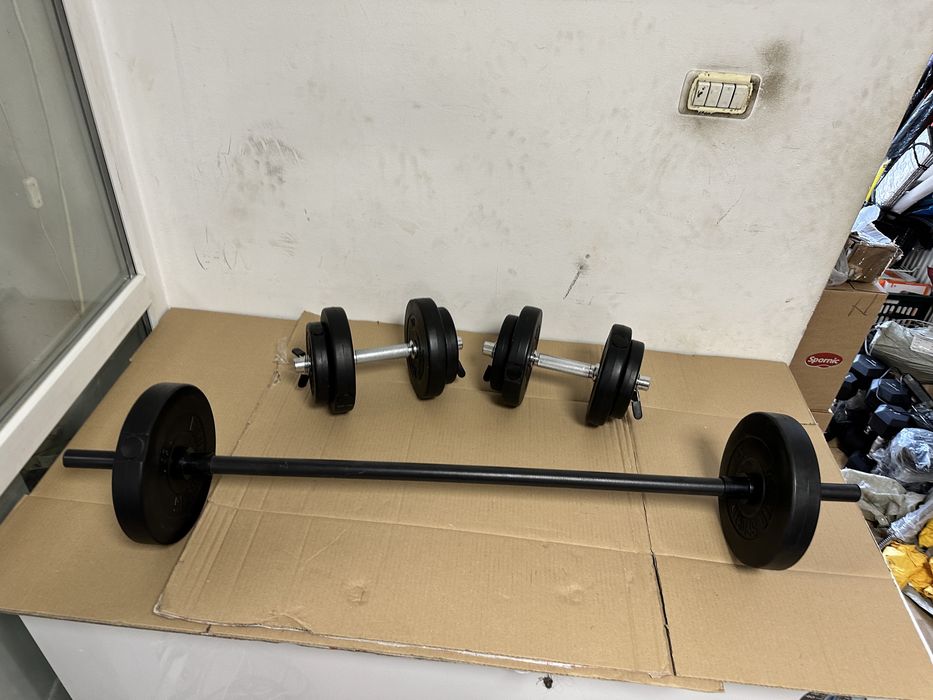 Pachet sala, gantere+haltera reglabile greutate 32 kg, noi,Germany