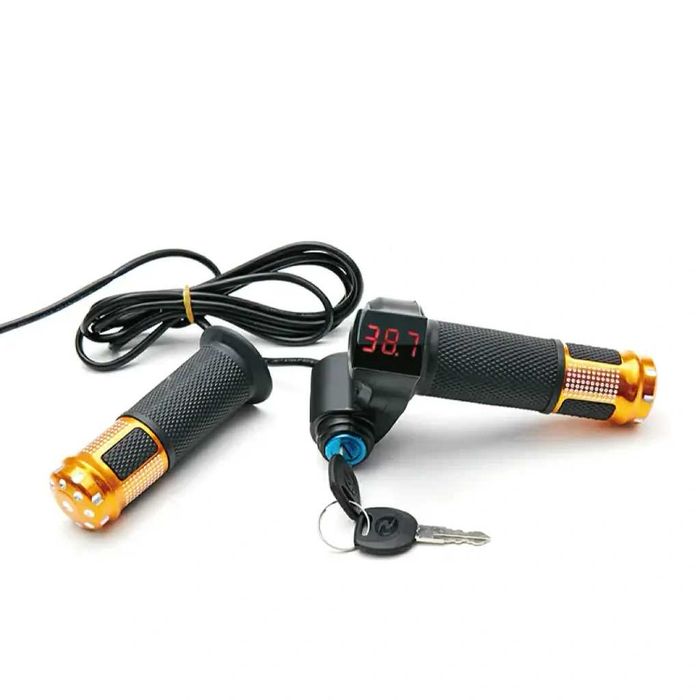 Maneta Acceleratie cu Contact si Cheie 12V-72V – Voltmetru Baterie Bicicleta Scuter Electric ATV