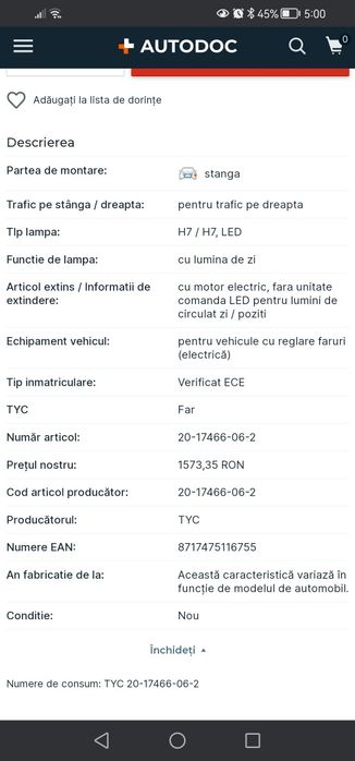 Far stânga Seat Leon 2017