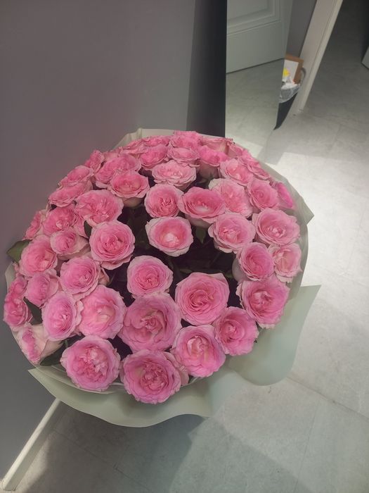 Цветы роза розовые 51 шт