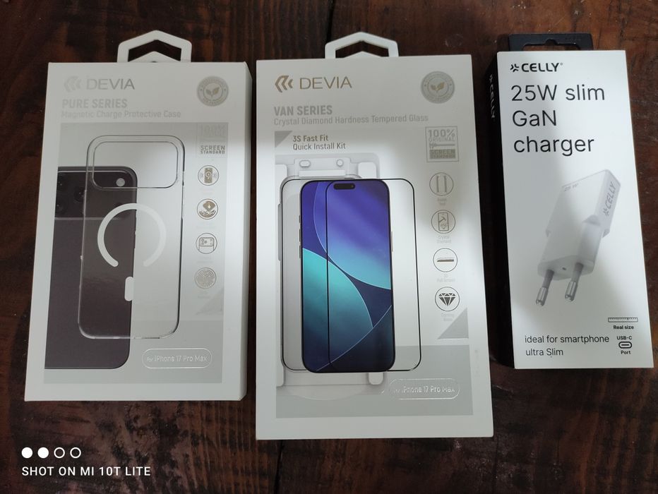 Set accesorii iPhone 17 Pro Max (încărcător/husa/folie)