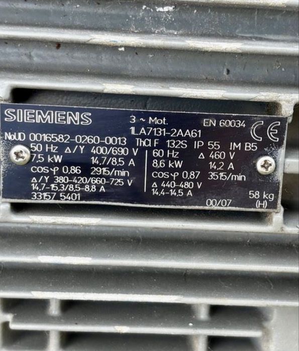 Motor Siemens 7,5 kw Nou