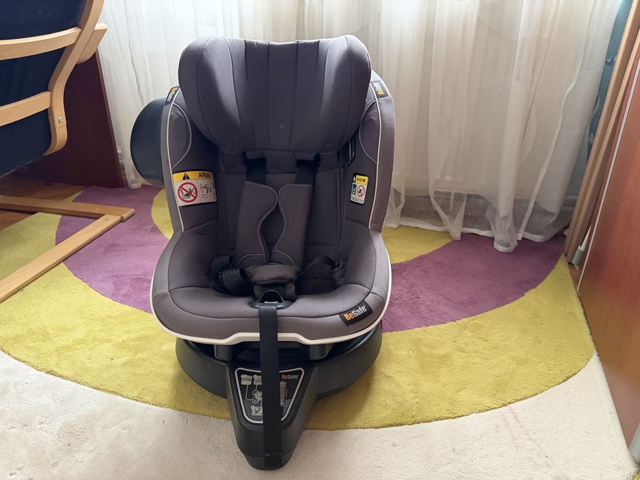 Scaun auto 360 BeSafe iZi Turn i-Size gri metallic melange cu insertii pentru nou-nascut