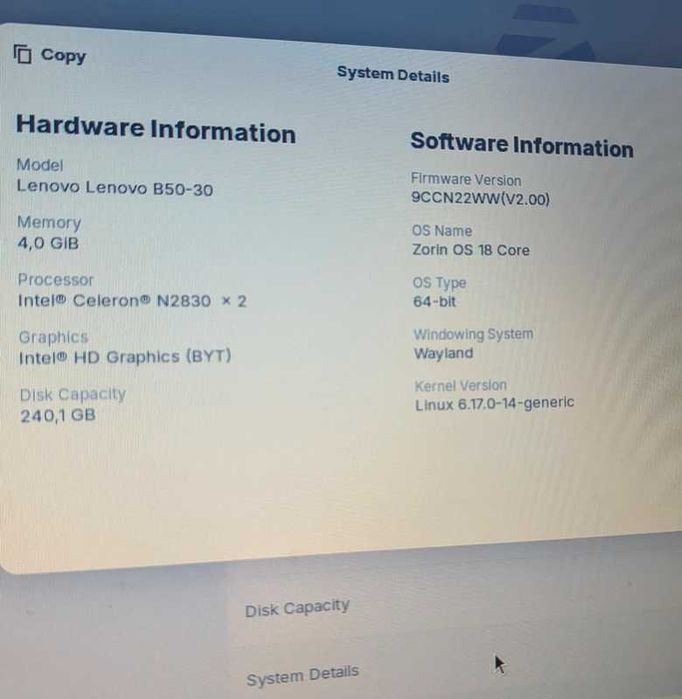 Laptop Lenovo B50-30 – Ideal Office / Școală – SSD 240GB – Zorin OS