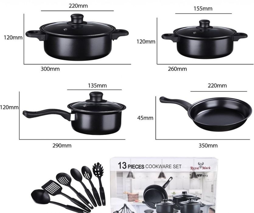 Намаление! Комплект съдове за готвене 13 части Тенджери