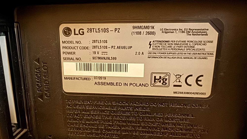 LG 28" телевизор LED, Smart, WiFi , HDMI, USB