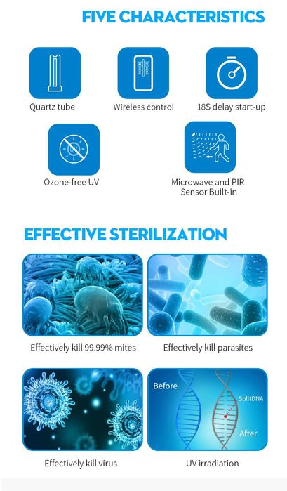 Lampa UVC 60W dezinfectie si sterilizare aer, suprafete, bactericida