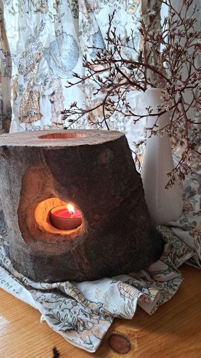 Уникален три-прозоръчен Свещник от дърво