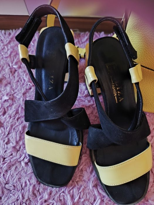 Жълти обувки естествена кожа 36н и чанта