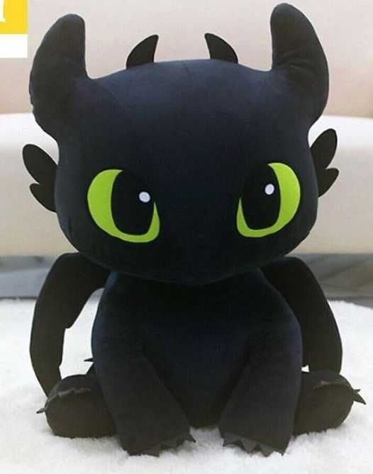 Плюшена играчка Как да си дресираш дракон, Черен/Бял