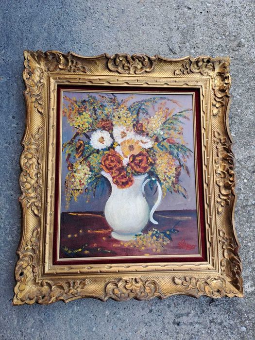 tablou pictura pe panza 64/56 cm semnat