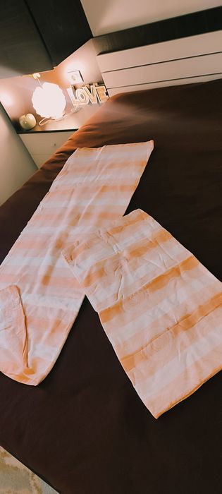 Set din bumbac plin 100%, imprimeu aztec, corai, nou