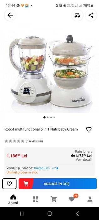 Robot multifuncțional cu abur nutribaby