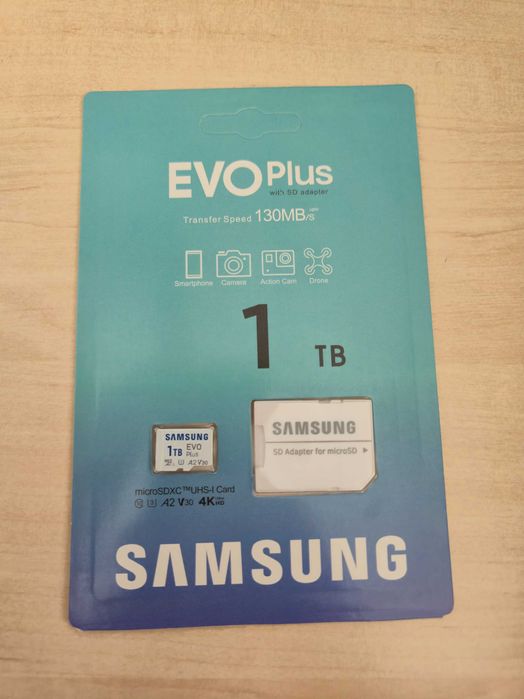 Карта памет 1TB microSDXC с адаптер, Samsung EVO Plus, UHS-I U3