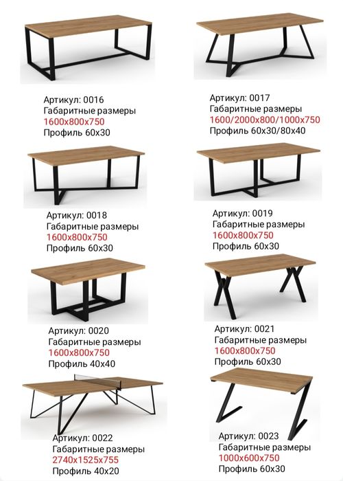 Столы в стиле лофт (Loft uslubdagi stollar)
