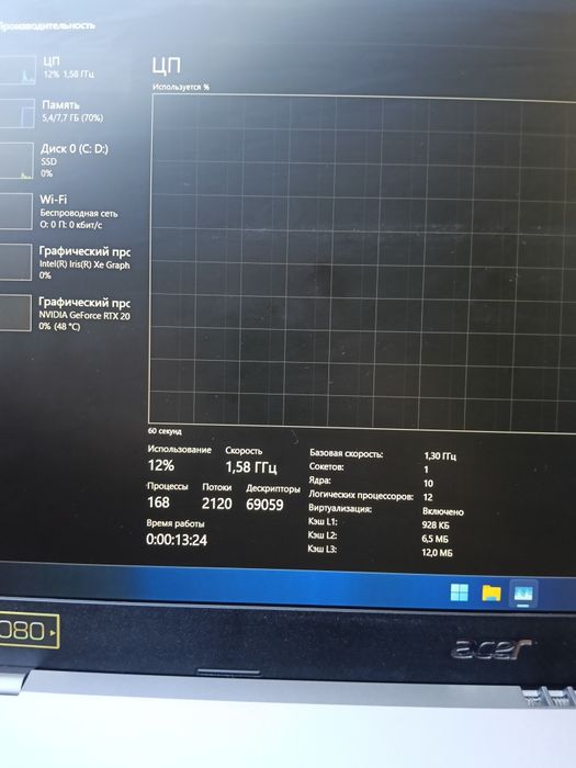 Acer core i5 8/512gb RTX 2050