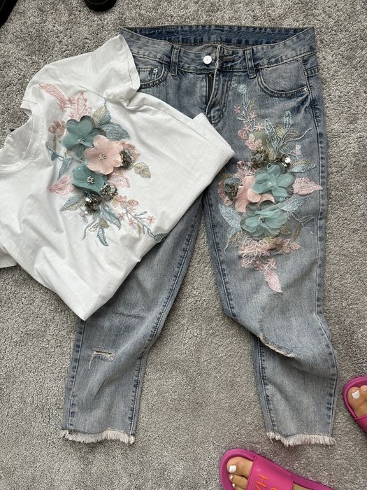 Комплект трниска и дънки пайети