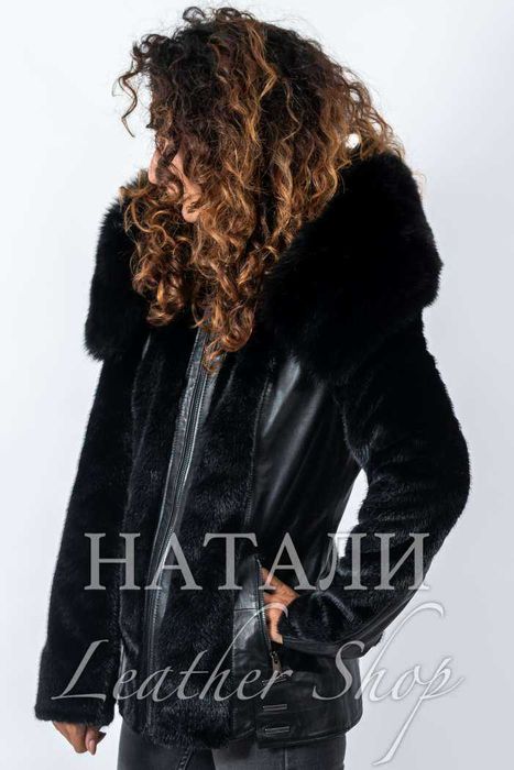 Дамско ексклузивно палто от алпака с косъм Вихра Black