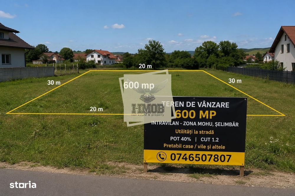 Teren Intravilan 600 mp cu utilitati in Mohu