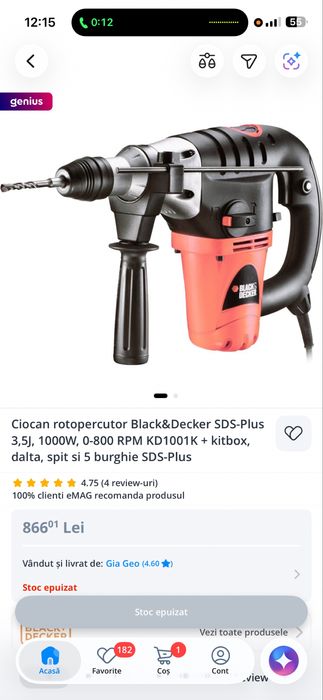 ciocan rotopercutor Black&Deker import anglia