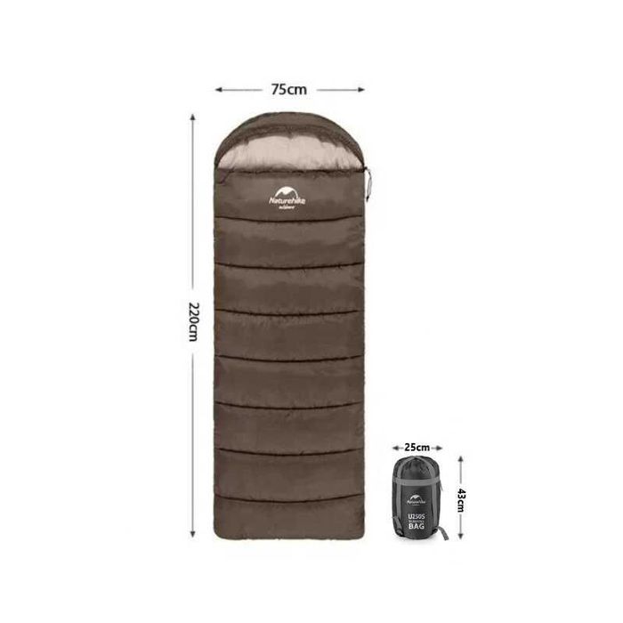 Спальный мешок Naturehike U250S, 220х75 см, зеленый, молния слева