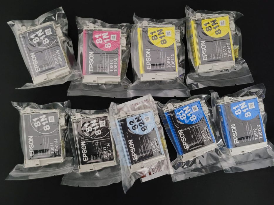 Оригинальные картриджи Epson 81N (T081/T082) — набор 9 шт, новые