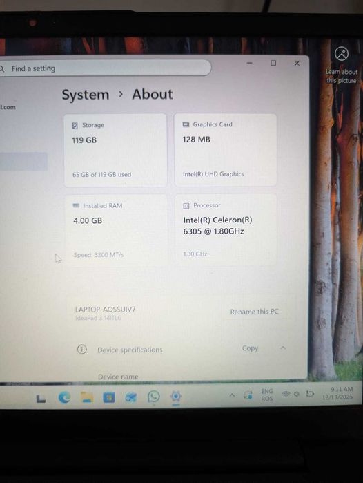 Laptop Lenovo Ideapad 3, 14ITIL16, 14'', 128GB, windows 11