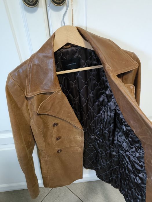 Trenci scurt, vintage, din piele, Vero Moda, S