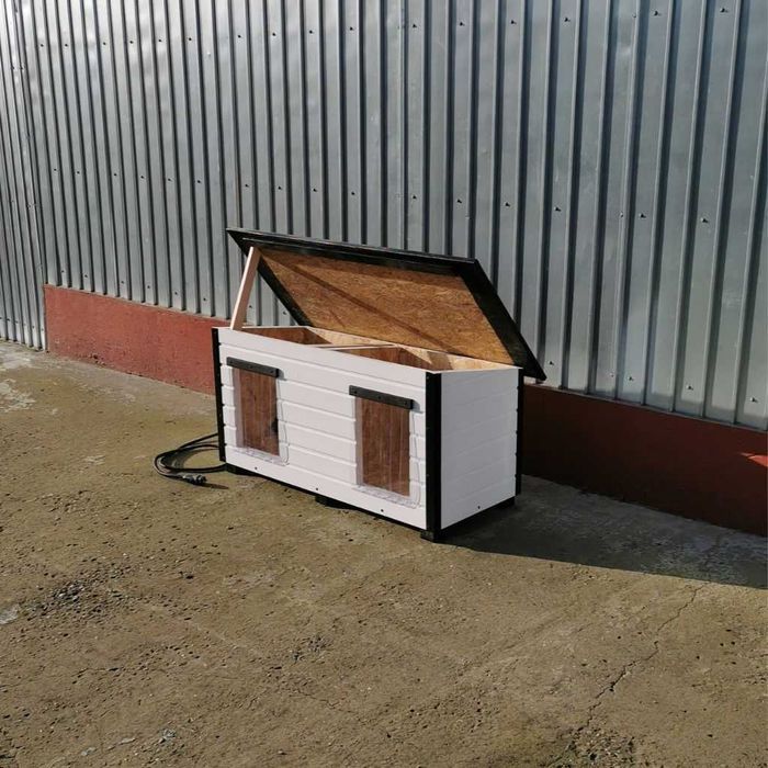 Cusca Caine Izolata Dubla cu Incalzire Electrica Alba Garantie