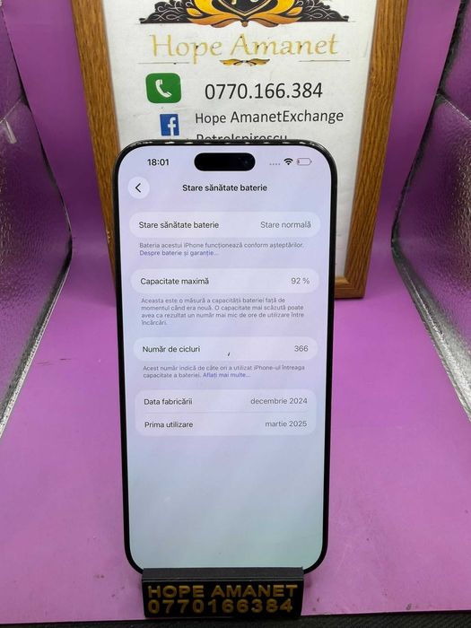 HOPE AMANET P2-Iphone 16 pro max 256 GB/92 % BAT