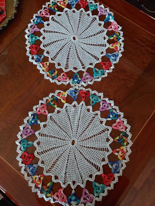 Салфетки :лён, х.б. и люрекс нитки для вязания .Hand made.