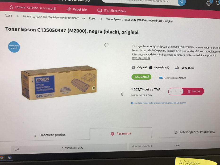 Toner Epson  Noi Nouțe cu FF