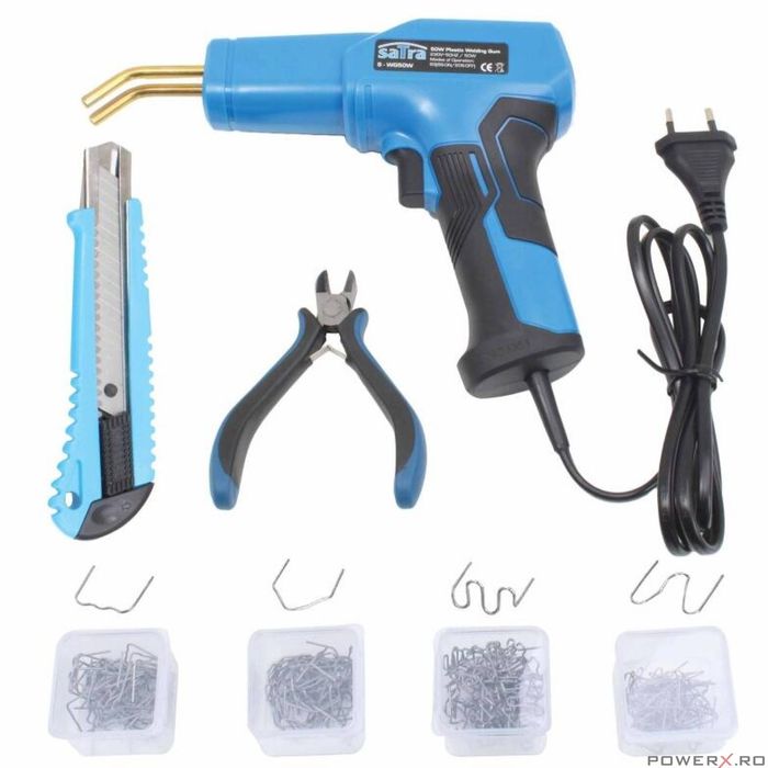 Pistol pentru lipit cu accesorii, 50 W, letcon, Satra