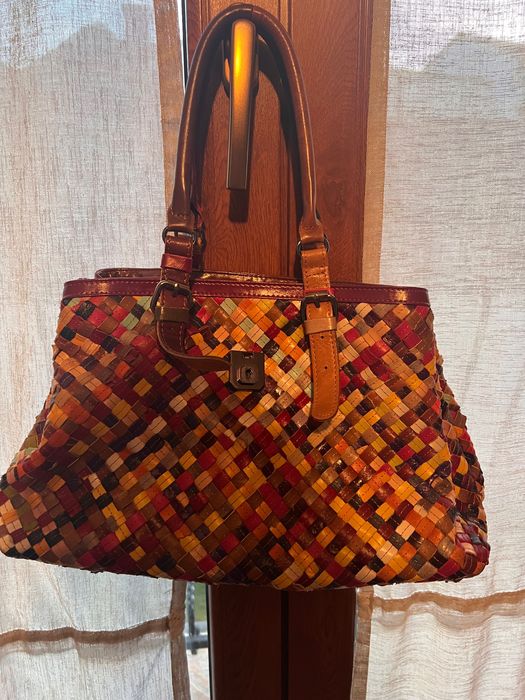 Geantă piele NATURALA multicolora MENHARD