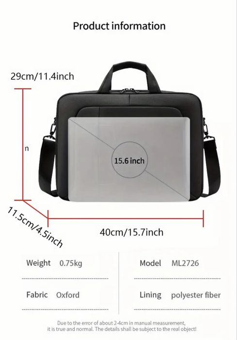 Мъжка оригинална, класическа и делова бизнес чанта за лаптоп 16”/Оксфорд материя!