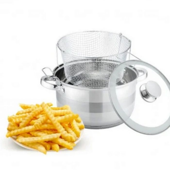 Тенджера с кошница за пържене и стъклен капак Cheffinger  Ø24 см – ино