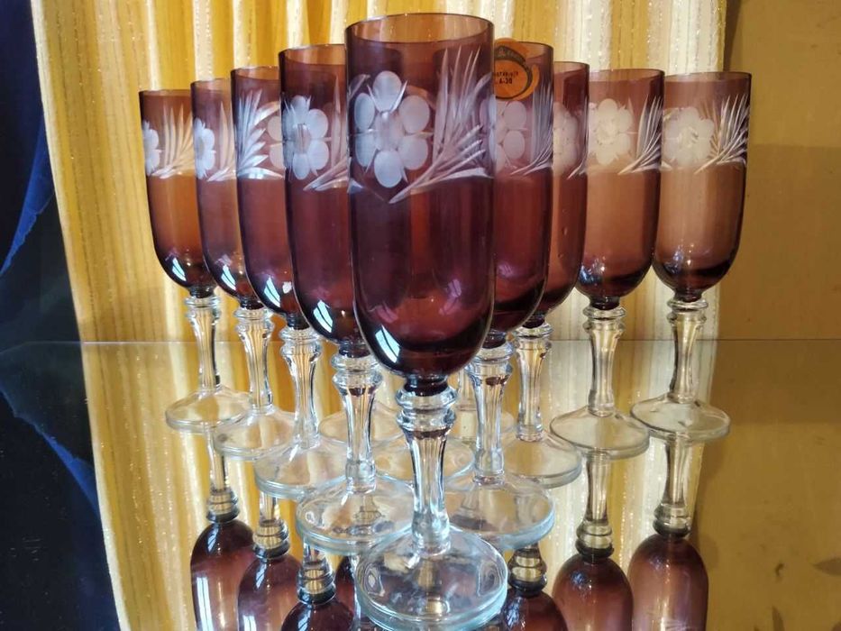 Фужеры Марганцевые с цветами