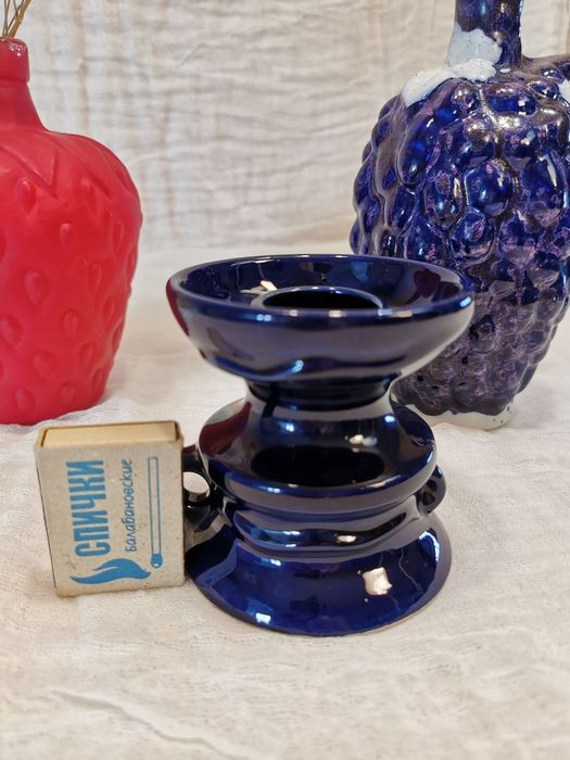 Подсвечник. Керамика.Кобальт. Из СССР . Ретро