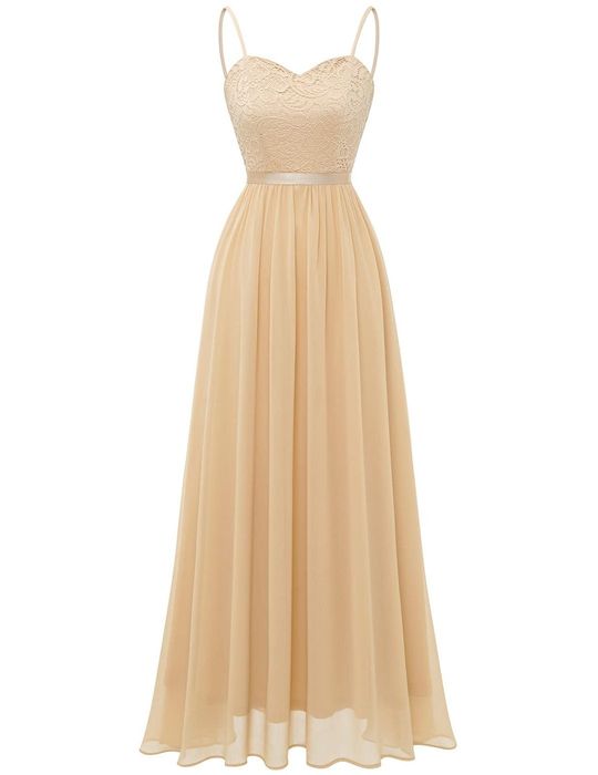 Rochie de seară cu bretele, crem, mărimea M, nouă