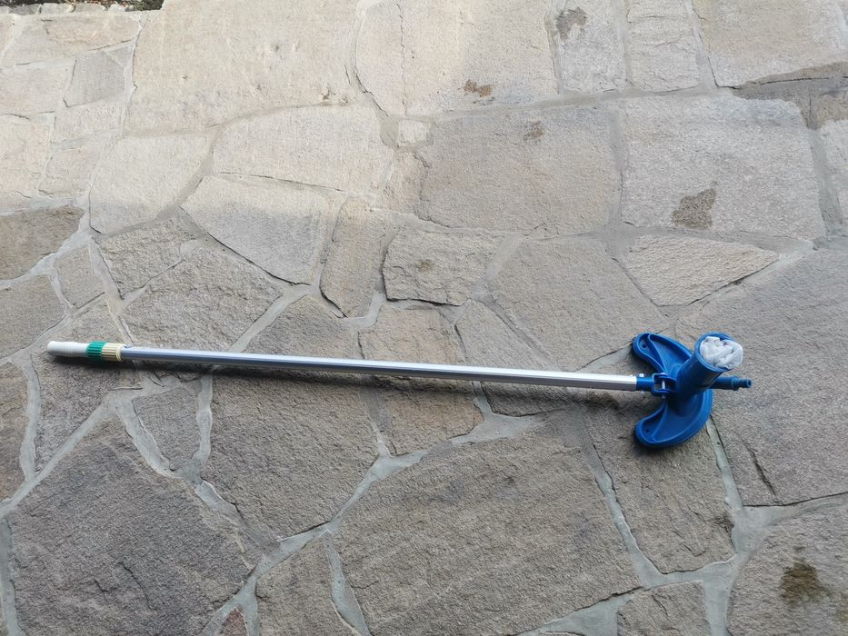 Телескопична дръжка  за поддръжка на басейн, алуминий, 2,4м +ръчна пра