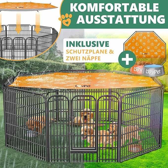 Кошара за игра на открито LovPet puppy, ​​кошара за животни XXL 8 Решетки Всяка 80 x 80 см
