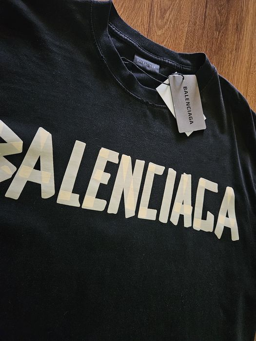 Tricou Balenciaga Negru/Crem/Galben tape