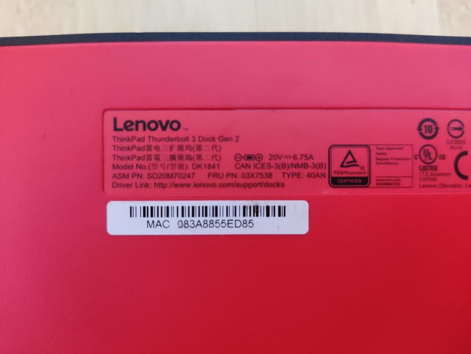 Dock lenovo thinkpad thunderbolt 3 dock gen2 model DK1841 4k type 40AN