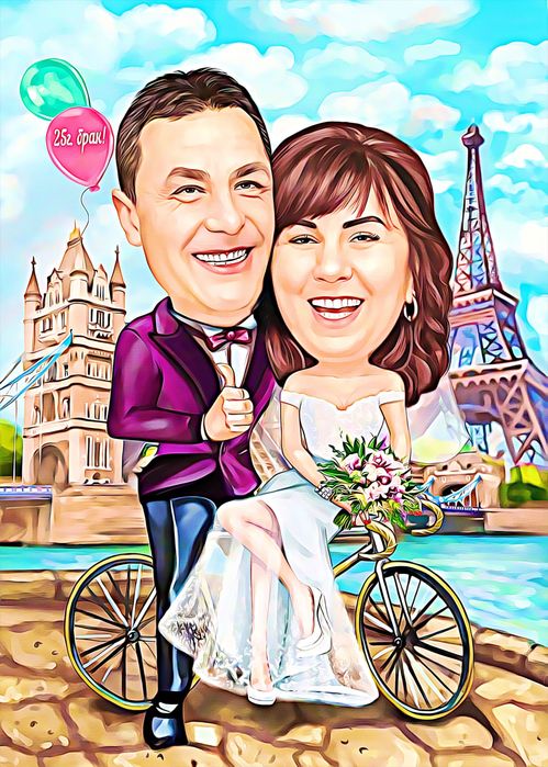 Карикатура от Ваша снимка + рамка ТОП ЦЕНА